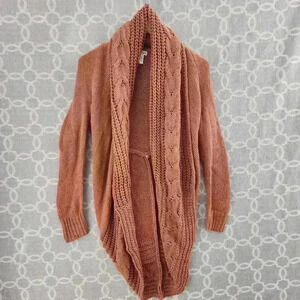 Main Strip Open Front Shawl Neck Chunky Knit Sweater Cardigan Women's S
